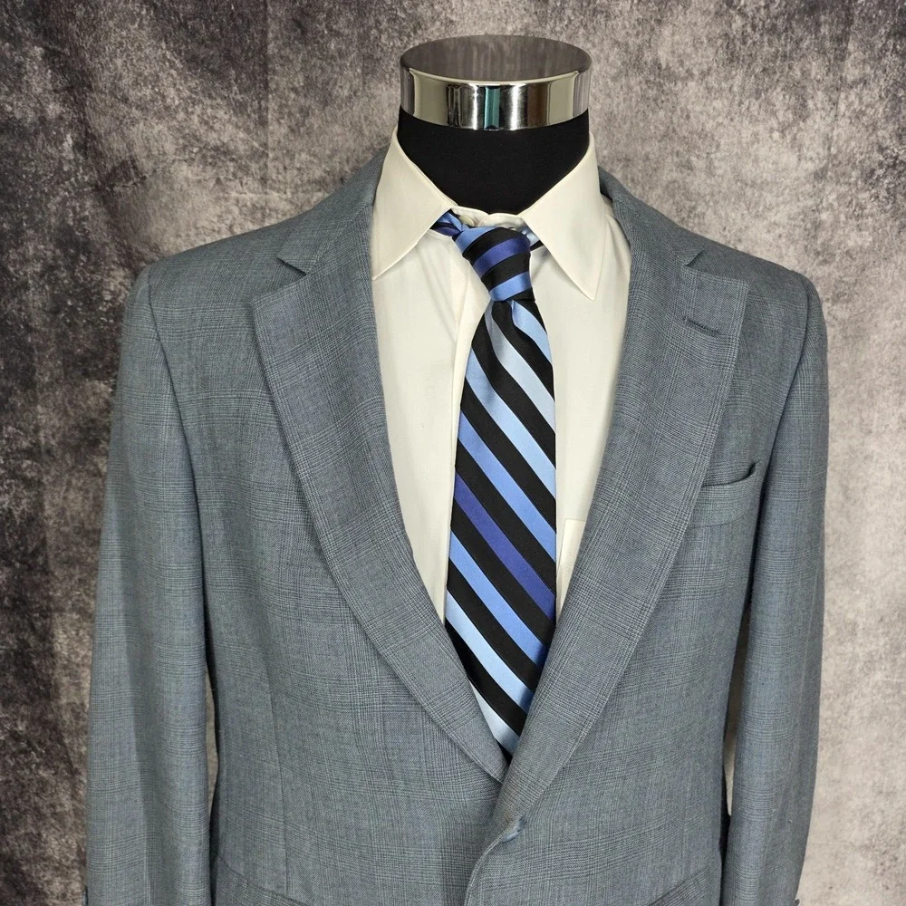 Hart Schaffner‎ Marx Blazer Mens 42 Blue Sports Coat Jacket 2 Buttons Glenplaid
